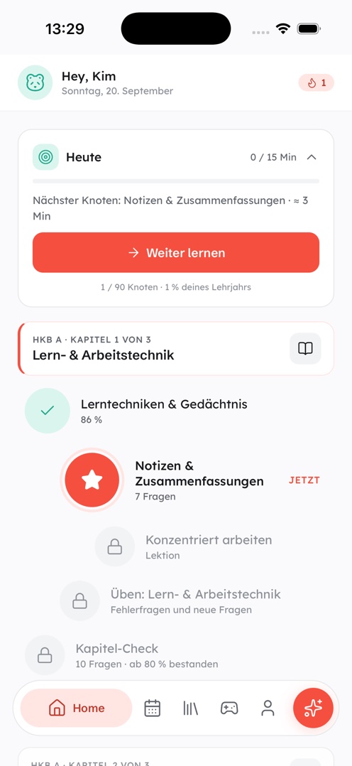 KLUW-App: der Lernpfad auf dem iPhone